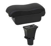 XEBRAD Car Accessories, for Fiat, 500, for CRONOS, for 500c Dolcevita Car Armrest Box Centre Console Storage Box USB Car Armrest Box(BLACK B2 White Line)