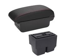 XEBRAD Car Accessories, for ford, for Fiesta, 2011-2018 Car Armrest Box Centre Console Storage BoxCar Armrests Car Armrest Box(BLACK B1 Black Red 3usb)