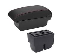 XEBRAD Car Accessories, for ford, for Fiesta, 2011-2018 Car Armrest Box Centre Console Storage BoxCar Armrests Car Armrest Box(BLACK C1 Black Red No Usb)