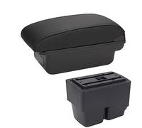 XEBRAD Car Accessories, for ford, for Fiesta, 2011-2018 Car Armrest Box Centre Console Storage BoxCar Armrests Car Armrest Box(BLACK C2 Black Line No Usb)
