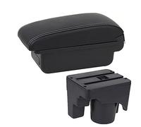 XEBRAD Car Accessories, for VW, Mk5, for Golf, Mk 5 6 2005-2011 Car Armrest Box Centre Console Storage Box Cup Holder Interior Car Armrests Car Armrest Box(BLACK A3 White Line No Usb)