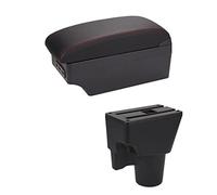 XEBRAD Car Armrest Box Centre Console Storage Box With USB Interior Car Styling Accessory, for Kia, for Picanto Car Armrest Box(BLACK E1 Red Line)