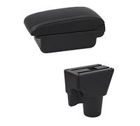 XEBRAD Car Armrest Box Centre Console Storage Box With USB Interior Car Styling Accessory, for Kia, for Picanto Car Armrest Box(BLACK C1 White Line)