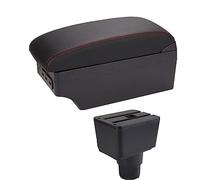 XEBRAD Car Armrest Box Interior Details Retrofit Center Storage Box Console Accessories, for ford, for Ecosport, 2018 2019 2020 2021 Car Armrest Box(BLACK E1 Red Line)
