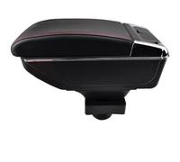 XEBRAD Car Armrest Centre Cup Holder Center Console Storage Box, for Citroen, C4 Hatchback 2004 2005-2010 Car Accessories Car Armrest Box(BLACK Red Thread)
