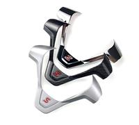 XEBRAD Car Refit Accessories, for Ford, for New Fiesta MK7 2009-2017, for Ecosport 2012-2017, Car Steering Wheel Covers Trim Sticker steering wheel decorative sticker(Carbon fiber red)