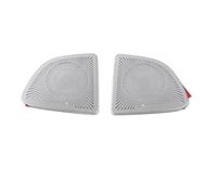 XEBRAD Car Speaker Cover Stainless Door Loudspeaker Sound Pad Trim Frame Sticker Interior Accessories, for Peugeot, 2008 P24 2019-2021 Car Speaker Trim(Matte Silver-Logo A)
