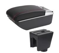 XEBRAD For Chevrolet, for Aveo T200 T250 T255 Car Armrest Box Center Console Storage Box Rotatable Accessories Car Accessories Car Armrest Box(BLACK C1 Red Line 7usb)
