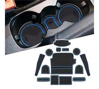 XEBRAD For Fiesta, MK8 Car Non-Slip Rubber Mats (For Right Hand Drive), Car Door Slot Mat, Cup Holder Mat Armrest Center Consoles Interior Decoration 14pcs Dashboard Anti-Slip Mat(Blue For Right)