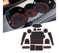 XEBRAD For Fiesta, MK8 Car Non-Slip Rubber Mats (For Right Hand Drive), Car Door Slot Mat, Cup Holder Mat Armrest Center Consoles Interior Decoration 14pcs Dashboard Anti-Slip Mat(Red For Right)
