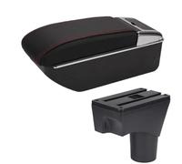 XEBRAD For NISSAN, for March, for Micra, K13 MK4 IV, for Sunny 2010-2022 Car Armrest Box Center Console Storage Box Car Accessories Car Armrest Box(BLACK D1 Black Red No Usb)