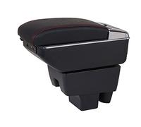 XEBRAD For Skoda, for RAPID 2012 Armrest Box Centre Console Storage Box Armrest Box Free Punch Hand-held Storage Container Car Armrest Box(BLACK C Red line)