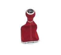 XEBRAD Manual 5 6 Speed Gear Shift Knob Cover, for for VW, for Golf, 5 6 MK5 MK6 R32 GTI 04-09 with Gaiter Boot Red Suede Leather Car Styling Gear Shift Boot Cover(Black 6Speed-Red)