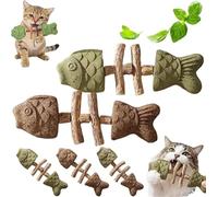 Xebular 2026 New Creative Fish Bone Cat Dental Chew Toy -Natural Catnip & Silvervine Teeth Cleaning Stick, Fix Cat Dental Health, Durable Wooden Feline Tooth Care Tool, Multi-Flavor Choices (A#+B#)