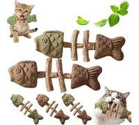 Xebular 2026 New Creative Fish Bone Cat Dental Chew Toy -Natural Catnip & Silvervine Teeth Cleaning Stick, Fix Cat Dental Health, Durable Wooden Feline Tooth Care Tool, Multi-Flavor Choices (A#+C#)