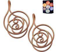 Xebular Copper Palm Ring Reiki Spiral Hand Rings for Meditation & Energy Healing - Handmade Copper Cuffs for Crystal Work, Chakra Support, Manifestation, and Daily Wellness Practice (2 Pcs With Gem)