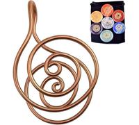 Xebular Copper Palm Ring Reiki Spiral Hand Rings for Meditation & Energy Healing - Handmade Copper Cuffs for Crystal Work, Chakra Support, Manifestation, and Daily Wellness Practice (1 Pcs With Gem)