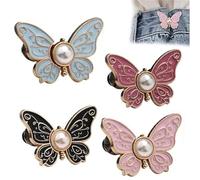 Xebular Detachable Butterfly Clips - Butterfly Waist Cinching Button, Adjustable Waist Buckle Extender, Waist Tightening and Reusable, Suitable for Loose Jeans Jackets Coats Shirts (4 Pcs B)