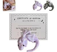 Xebular Emotional Support Dragon Figurine/Adoption Kit - Handmade Mini Pocket Dragon Sculpture, Relief & Anxiety, Comfort Collectible Companion, Healing Gift for Friends & Fantasy Lovers (Purple)