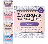 Xebular Imagine The Other Half: Interactive Kids Creative Drawing & Coloring Book,Easy And Fun Drawing Activity Book for Kid Ages 3-8,Anti-Bleed Pages,Build Visual Thinking & Imagination (Animals)