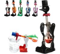 Xebular Novelty Drinking Water Bird Toy - Drinking Bird Toy, Perpetual-Motion Bobbing Glass Duck, Battery-Free Design, Educational Science Ornament, Fun Prank Gift for Friends and Families (Black)