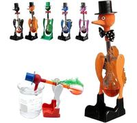 Xebular Novelty Drinking Water Bird Toy - Drinking Bird Toy, Perpetual-Motion Bobbing Glass Duck, Battery-Free Design, Educational Science Ornament, Fun Prank Gift for Friends and Families (Yellow)