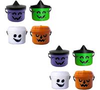 Xebular Spooky Mini Boo Bucket Figurines -Halloween Candy Bowl, Mini Boo Buckets, Trick or Treat, Halloween Pumpkin Buckets Perfect Decor (8 pcs)