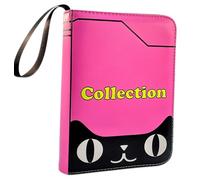 XECASEBN Card Binder Collection Trading Albums Fits 400/900 Cards with 50 Removable Sleeves, for MTG,TCG, Game Sport Cards Album Holder With Zipper Gifts for Boys and Girls (900, pink-cat)