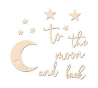 Xedatric Exquisite Wooden Wall Decor: Moon And Stars Ensemble With 'I Love You To The Moon And Back' For Charming Nursery Decor, Baby Nursery Decor And Baby Room Decor-Best Gift For Child'S Birthday
