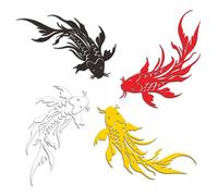 Xedatric Koi Fish Metal Wall Art-Four-Colors Japanese Wall Decor with Black White Red Gold Koi-Symbolic Harmony & Prosperity for Zen Spaces