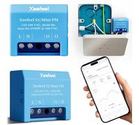 Xeefeel PM Smart Electricity Meter with WiFi & Bluetooth, WiFi Repeater, 1 Channel 16A, No Relay Switch, Power Measurement, Real-time Energy Meter, No Hub Required, Alexa & Google Home, Set of 2