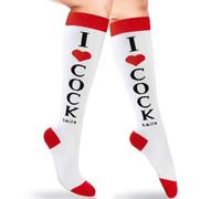 Xeehwb I Love Cocktails Funny Socks,Knee Tube Stockings,Novelty Cocktail Socks for Halloween Christmas Women Cosplay,Party Supplies