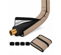 Xeeol 4 Layers Outdoor AC Line Insulation Pipe Cover 6ft x 10.2in, Cuttable 600D Waterproof Portable AC Hose Insulation Sleeve, Pipe Insulation Wrap for All Season, 1 Pack, Brown