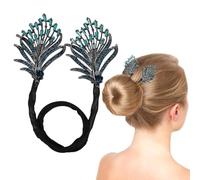 Xeerabdi Juda Hair Pins Accessories for Women | Quick Hair Bun Maker, Medium Thick Hair Bun Clip, White Floral Rhinestone Twist Hair Styling Accessory (BE)