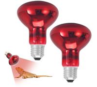 XEERUN 2 Pack Reptile Heating Bulb, 100W Infrared Heat Lamp for Reptiles, Tortoise Heat Lamp Bulb, E27 Basking Spot Lamp for Reptiles, Snakes, Spiders, Chicks, Birds (Red)