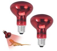 XEERUN 2PCS Infrared Reptile Heat Lamp Bulb, 100W Tortoise Heat Lamp Bulb, E27 Basking Spot Lamp, Red Reptile Heating Bulb for Amphibian, Tortoise, Bearded Dragon, Lizard, Chicks