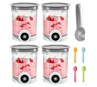 XEERUN 4PCS Ice Cream Pints Containers with Lids for Ninja Creami NC700 NC701 Series, BPA Free & Dishwasher Safe, 500ML Ice Cream Tubs for Ninja Swirl Ice Cream & Soft Serve Makers, Gray
