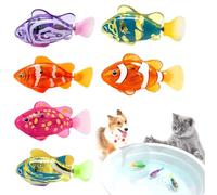 XEERUN 6 PCS Robot Fish, Interactive Robotic Fishes, Sensors Activated Swimming Fish with Light Up, Electric Fish Toy, Self Moving Action, Multi-Colour Aquatic Design for Pet Cats, Bath
