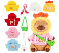 XEERUN Capybara Plush Toy with 10PCS Clothes and Accessories, Dress Up Capybara Toys Set, Cute Capybara Teddy, Soft and Cuddly, Capybara Gifts for Boys Girls Birthday and Christmas, 24cm