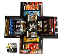 XEERUN DIY Explosion Gift Box,5 Layer Snack Explosion Box, Creative Explosion Box with tape and ribbon, Handmade Surprise Boxes for Birthdays, Christmas, Valentine's Day, Anniversaries (Black)