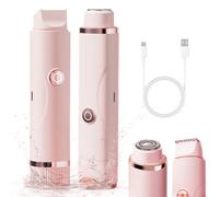 XEERUN Facial Hair Remover for Women, 2 in 1 Bikini Trimmer Women, USB Rechargeable Mini Lady Shavers with LED Battery Indicator, Wet & Dry Dual Head Shaver Woman for Face, Legs, Bikini, Body