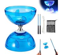 XEERUN LED Diabolo with Ball Bearing, Diabolo Freewheel with Ball Bearing, Triple Storage Set, 4 Colours Flashing Triple Bearing for Children and Adults (Blue)