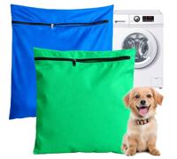 XEERUN Pet Laundry Bag for Washing Machine, 2 PCS Petwear Wash Bag Pet Hair Remove Bag, Stops Pet Hair Blocking the Washing Machine, for Pets Clothes, Blankets, 60 x 90cm (Green)，70 x 80 cm (Blue)