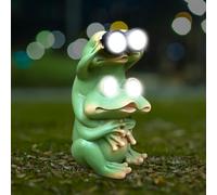 XEERUN Solar Frog Garden Ornaments Outdoor, Garden Frogs Figurine with Waterproof Led Lights Decorations, Solar Frog Statue Gift, Solar Garden Ornaments for Patio Yard Balcony Lawn