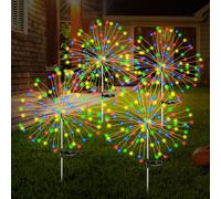 XEERUN Solar Garden Lights Outdoor, 4PCS Solar Firework Garden Lights, 8 Modes, 150 LED Waterproof Firework Starburst Lamp for Lawn Pathway Patio Yard Party Backyard, Multicolor