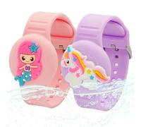 XEEWEN 2 Pack Kids Watch Holder for Airtag - Waterproof Wristband Bracelet Cover - Mermaid Unicorn Design