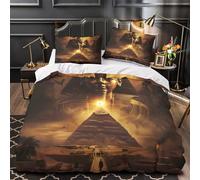 XEFASIDBN Ancient Egypt Duvet Cover 3D Print Durable 3 Pcs Bed Linen Hidden Zipper Mystical Pyramid Comforter Cover Premium Breathable for Kids Adults Women Teens Youth Girls Single（140x200cm）