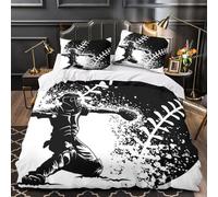XEFASIDBN Baseball Catcher Action Comforter Cover 3D Print Luxury 3 Pcs Bed Set Hidden Zipper Quilt Cover Hypoallergenic All Season for Women Teens Kids Girls Boys Youth Teenagers Double（200x200cm）