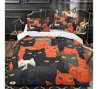 XEFASIDBN Cat Faces Comforter Cover 3D Print Luxurious 3 Piece Bedding Set Hidden Zipper Quilt Cover Ultra Soft Hypoallergenic for Children Girls Boys Adults Women Teens Single（140x200cm）