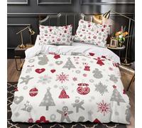 XEFASIDBN Christmas Icons Duvet Cover 3D Design Printed Machine Washable 3 Pieces Bedding Set Zipper Quilt Cover Hotel Quality Hypoallergenic for Adults Kids Women Teens Youth Single（135x200cm）